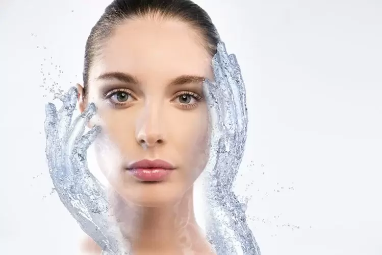 Woman face after using serum